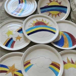 Gorgeous vintage “rainbow collection” 9” plates